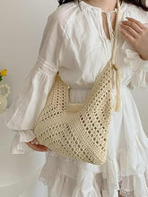 Carica l'immagine nel visualizzatore di Gallery, Borse di paglia da donna, borsa tote grande intrecciata, borsa da spiaggia in paglia, borse a tracolla, borsette, borsette estive, borsa hobo in paglia