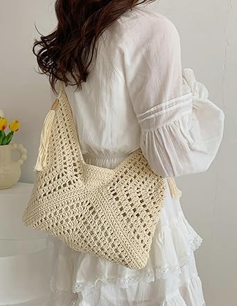 Borse di paglia da donna, borsa tote grande intrecciata, borsa da spiaggia in paglia, borse a tracolla, borsette, borsette estive, borsa hobo in paglia