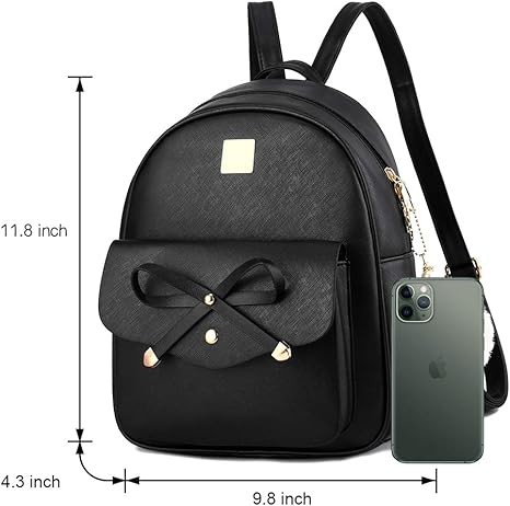 Zaino in pelle alla moda a 3 pezzi con fiocco per ragazze, borsa a tracolla per donna.