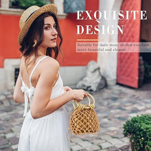 Carica l'immagine nel visualizzatore di Gallery, Mini pochette tote, 2 paia di orecchini in rattan per donna, borsa a tracolla, pochette intrecciata bohémien, borsa a secchiello
