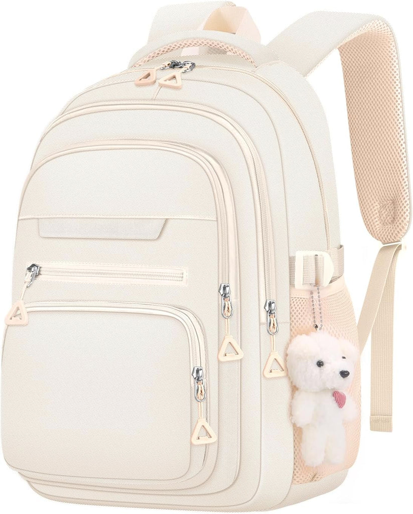 Zaino carino per ragazze per la scuola, bambini, viaggi, università, zaino per donne e adolescenti, zaini beige, zaino estetico per laptop