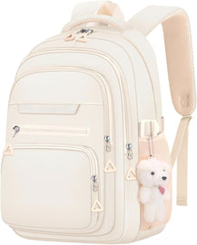 Zaino carino per ragazze per la scuola, bambini, viaggi, università, zaino per donne e adolescenti, zaini beige, zaino estetico per laptop