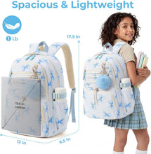 Carica l'immagine nel visualizzatore di Gallery, Zaino in velluto a coste per bambine, grazioso zaino scolastico dal design accattivante con molteplici tasche, borsa leggera adatta a laptop da 15,6".