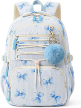 Carica l'immagine nel visualizzatore di Gallery, Zaino in velluto a coste per bambine, grazioso zaino scolastico dal design accattivante con molteplici tasche, borsa leggera adatta a laptop da 15,6".