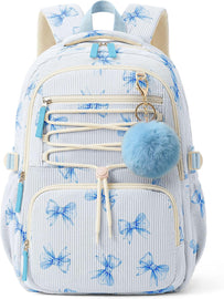 Zaino in velluto a coste per bambine, grazioso zaino scolastico dal design accattivante con molteplici tasche, borsa leggera adatta a laptop da 15,6